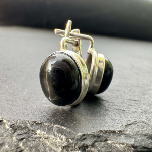 Earrings with star diopside in silver