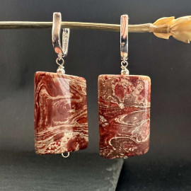 Earrings made of natural jasper