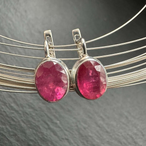 Silver Ruby Earrings