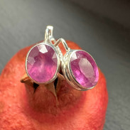 Серьги с натуральным Рубином из серебра