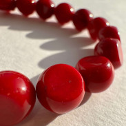 Natural coral bracelet with a silver clasp