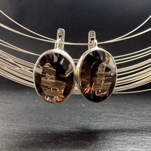 Earrings with RauchTopaz in silver