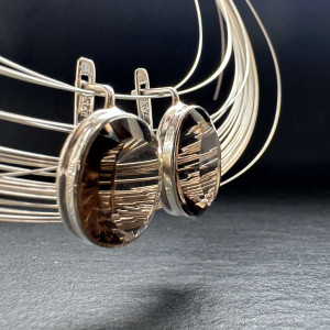 Earrings with RauchTopaz in silver