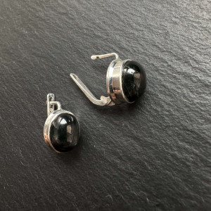 Earrings with star diopside in silver