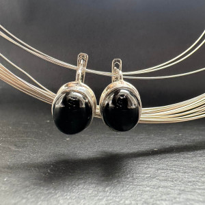 Earrings with star diopside in silver