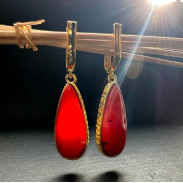 Серьги с Кораллом натуральным из серебра в позолоте