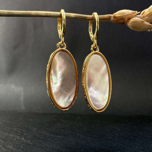  Earrings Natural mother of pearl in silver with gold plating