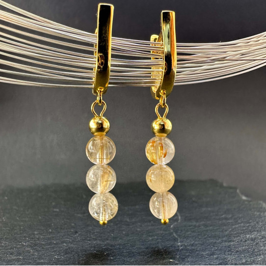 Ring with Rutilated Quartz natural Hairy