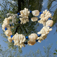 Браслет Корал білий Перли та Лазурит натуральні