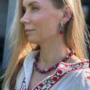 Сережки "Вишиванка" з Коралу натурального
