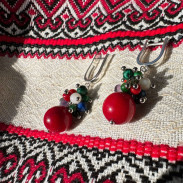 Сережки "Вишиванка" з Коралу натурального