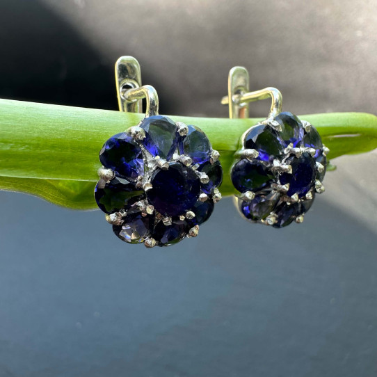Earrings with Cordierite (Iolite) in silver