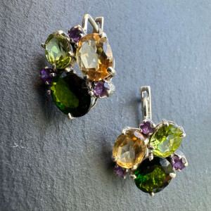  Earrings with Gemstones Silver 925
