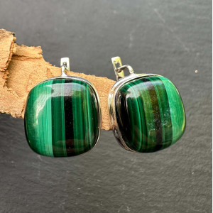 Silver Malachite Earrings