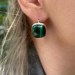 Silver Malachite Earrings
