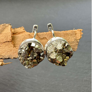 Earrings Natural pyrite