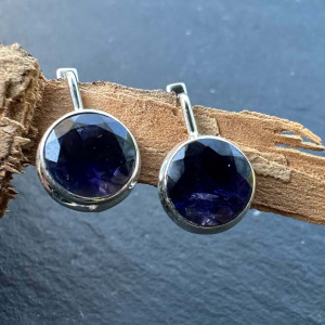 Earrings Natural Cordierite (Iolite) made of silver