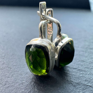 Silver Chrome Diopside Earrings