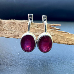 Silver Ruby Earrings