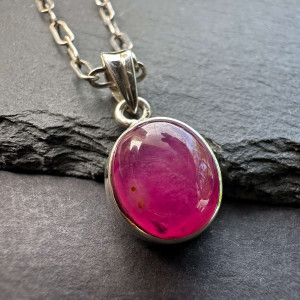 Natural ruby ​​pendant in silver