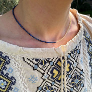 Патріотичний синьо-жовтий Чокер Лазуріт та Циркон натуральний