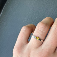 Ring with natural Yellow Sapphire made of silver with Diamond