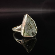 Natural Moldavite ring in silver