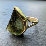 Natural Moldavite ring in silver
