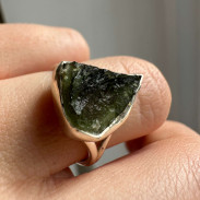 Natural Moldavite ring in silver