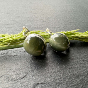Earrings Chrysoberyl (Cat's Eye) natural in silver