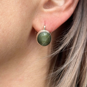 Earrings Chrysoberyl (Cat's Eye) natural in silver