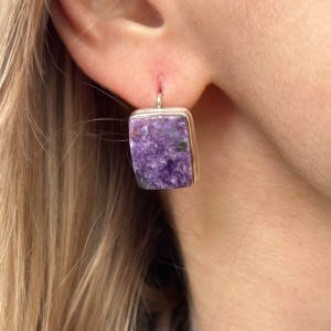 Earrings with Charoite made of silver