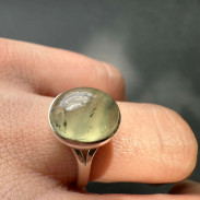 Silver prehnite ring