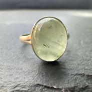Silver prehnite ring