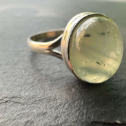 Silver prehnite ring