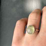 Silver prehnite ring