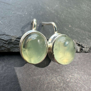 Silver Prehnite Earrings