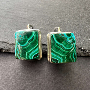 Earrings with natural Azurmalachite made of silver