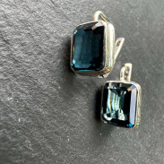 Сережки з Топазом London Blue натуральним в сріблі