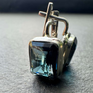 Сережки з Топазом London Blue натуральним в сріблі