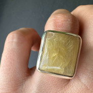 Ring with Rutilated Quartz natural Hairy 