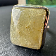 Ring with Rutilated Quartz natural Hairy 