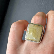 Ring with Rutilated Quartz natural Hairy 