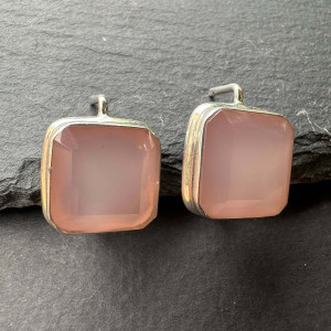 Silver Earrings with Rose Quartz