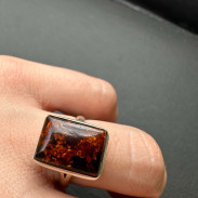 Ring Amber natural in silver