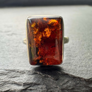 Ring Amber natural in silver