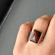 Ring Amber natural in silver