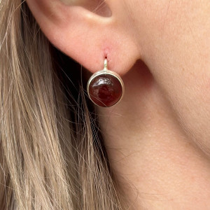 Earrings with natural Garnet Hessonite made of silver