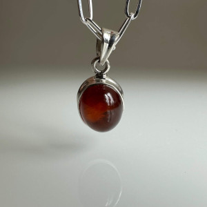 Pendant with Garnet Hessonite natural made of silver