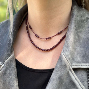 Set of 2 chokers Natural Garnet